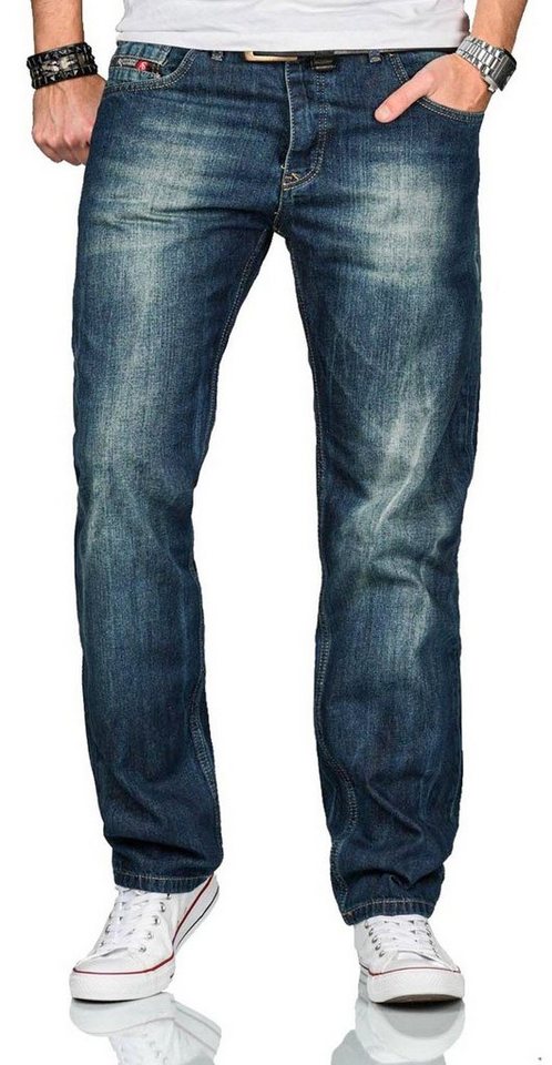 Alessandro Salvarini Straight-Jeans A. Salvarini Beppo Designer Herren Jeans Hose Basic Jeanshose Comfort mit geradem Bein von Alessandro Salvarini