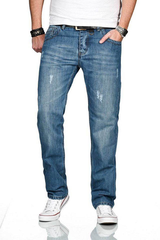 Alessandro Salvarini Straight-Jeans A. Salvarini Carlo Designer Herren Jeans Hose Basic Stretch Jeanshose mit geradem Bein von Alessandro Salvarini