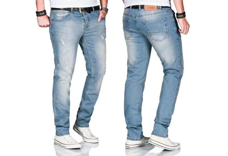 Alessandro Salvarini Straight-Jeans A. Salvarini Herren Jeans Multi AS160-AS165 mit used look Effekt und mit 2% Elasthan von Alessandro Salvarini