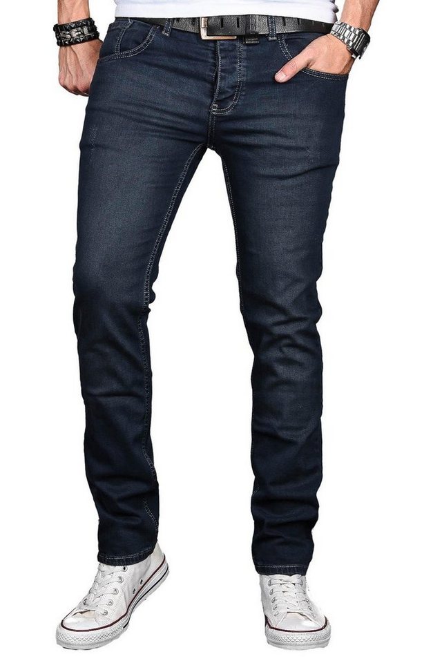 Alessandro Salvarini Straight-Jeans A. Salvarini Designer Herren Jeans Hose Basic Stretch Jeanshose Stretch mit Elasthan von Alessandro Salvarini
