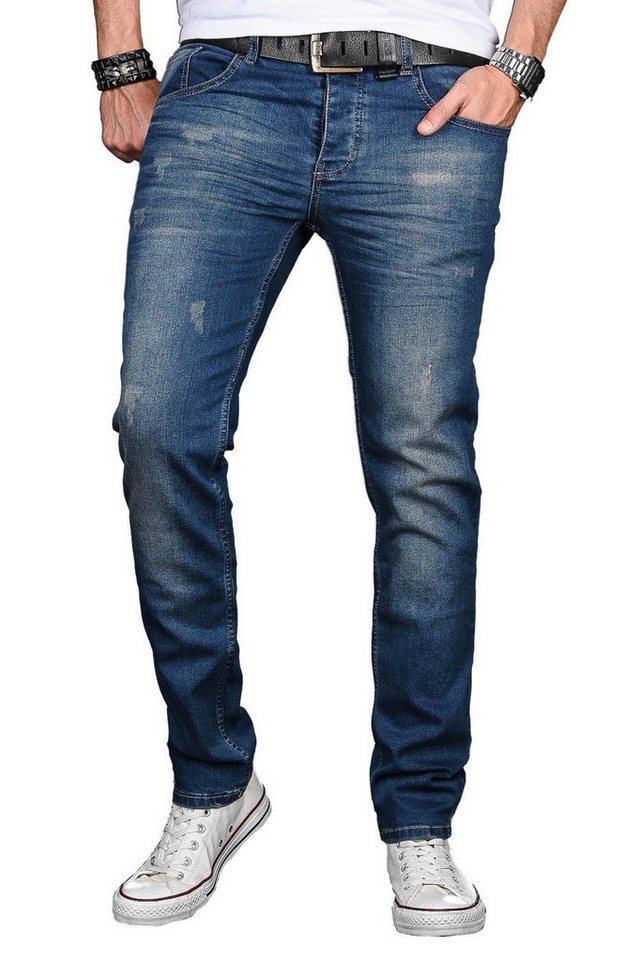Alessandro Salvarini Straight-Jeans A. Salvarini Designer Herren Jeans Hose Basic Stretch Jeanshose Stretch mit Elasthan von Alessandro Salvarini