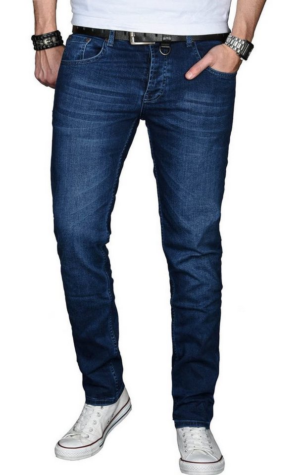 Alessandro Salvarini Straight-Jeans A. Salvarini Designer Herren Jeans Hose Basic Stretch Jeanshose Slim Fit Jeans mit 2% Elasthan von Alessandro Salvarini