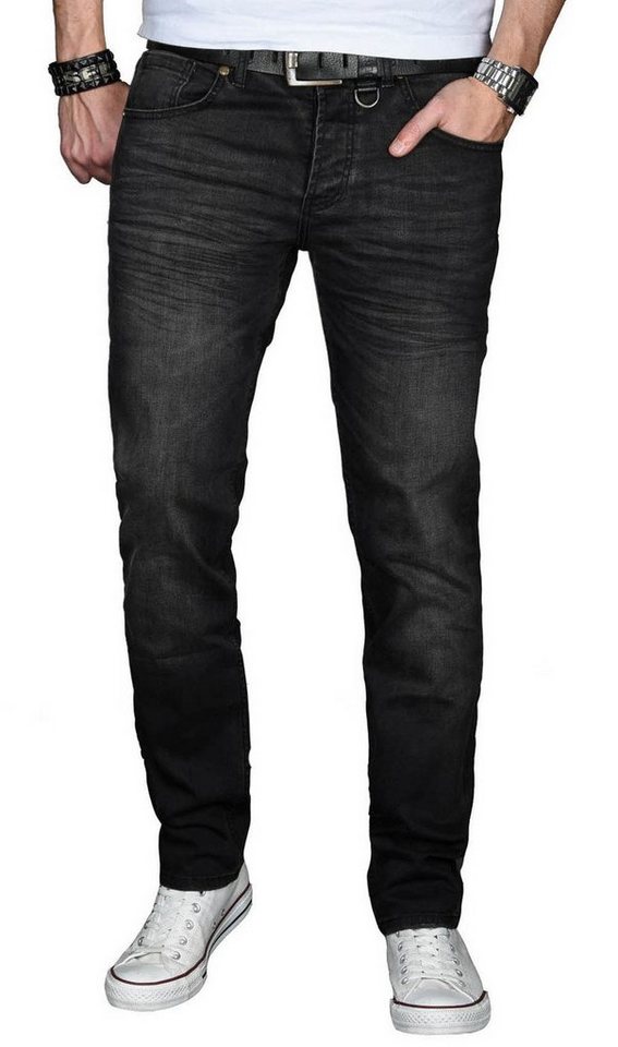 Alessandro Salvarini Straight-Jeans A. Salvarini Designer Herren Jeans Hose Basic Stretch Jeanshose Slim Fit Jeans mit 2% Elasthan von Alessandro Salvarini