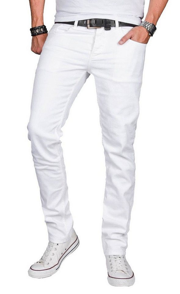 Alessandro Salvarini Straight-Jeans Slim Fit Jeans mit 2% Elasthan A. Salvarini Designer Herren Jeans Hose Basic Stretch Jeanshose von Alessandro Salvarini