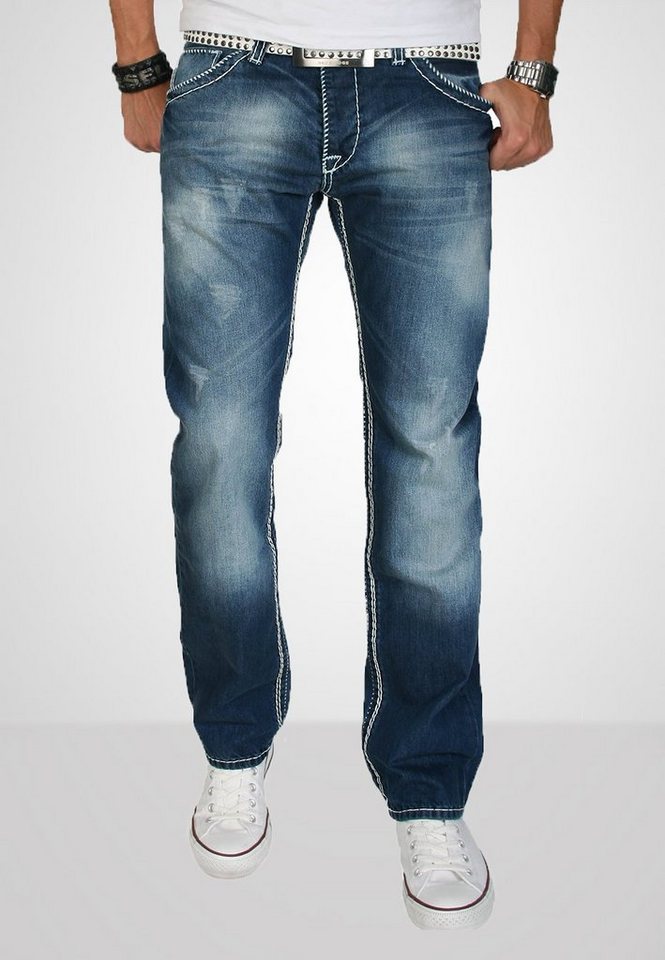 Alessandro Salvarini Straight-Jeans ASRigio mit auffälligen dicken Nähten von Alessandro Salvarini