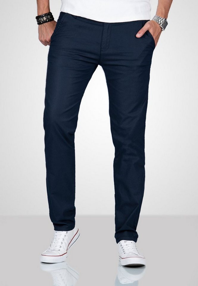 Alessandro Salvarini Straight-Jeans A. Salvarini Herren Designer Chino Stoff Hose NEU mit Reißverschluss von Alessandro Salvarini