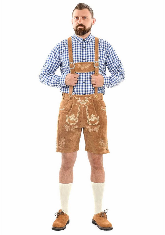 Alessandro Salvarini Trachtenlederhose ASFerdl Lederhose in Trachtenstil in kurzer Schnittform aus Echtleder von Alessandro Salvarini