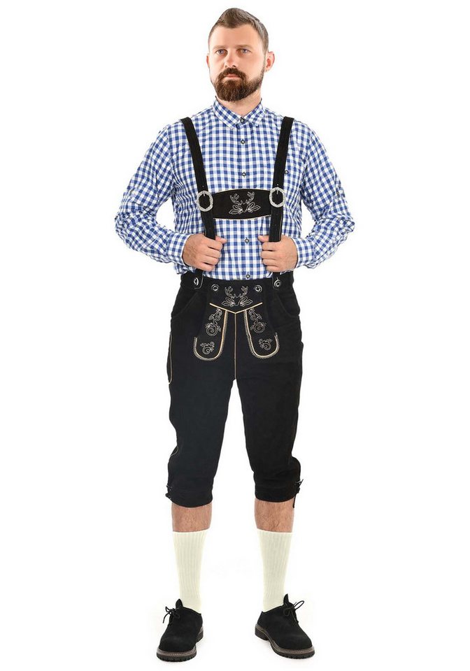 Alessandro Salvarini Trachtenlederhose ASSeppl Lederhose aus Echtleder mit Träger im traditionellen Stil von Alessandro Salvarini