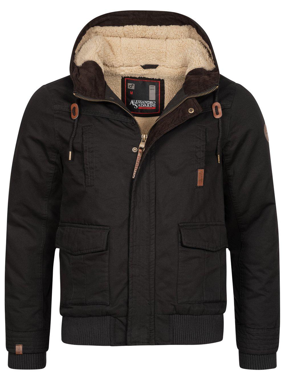 Alessandro Salvarini Winterjacke Herren Baumwolle, schwarz von Alessandro Salvarini