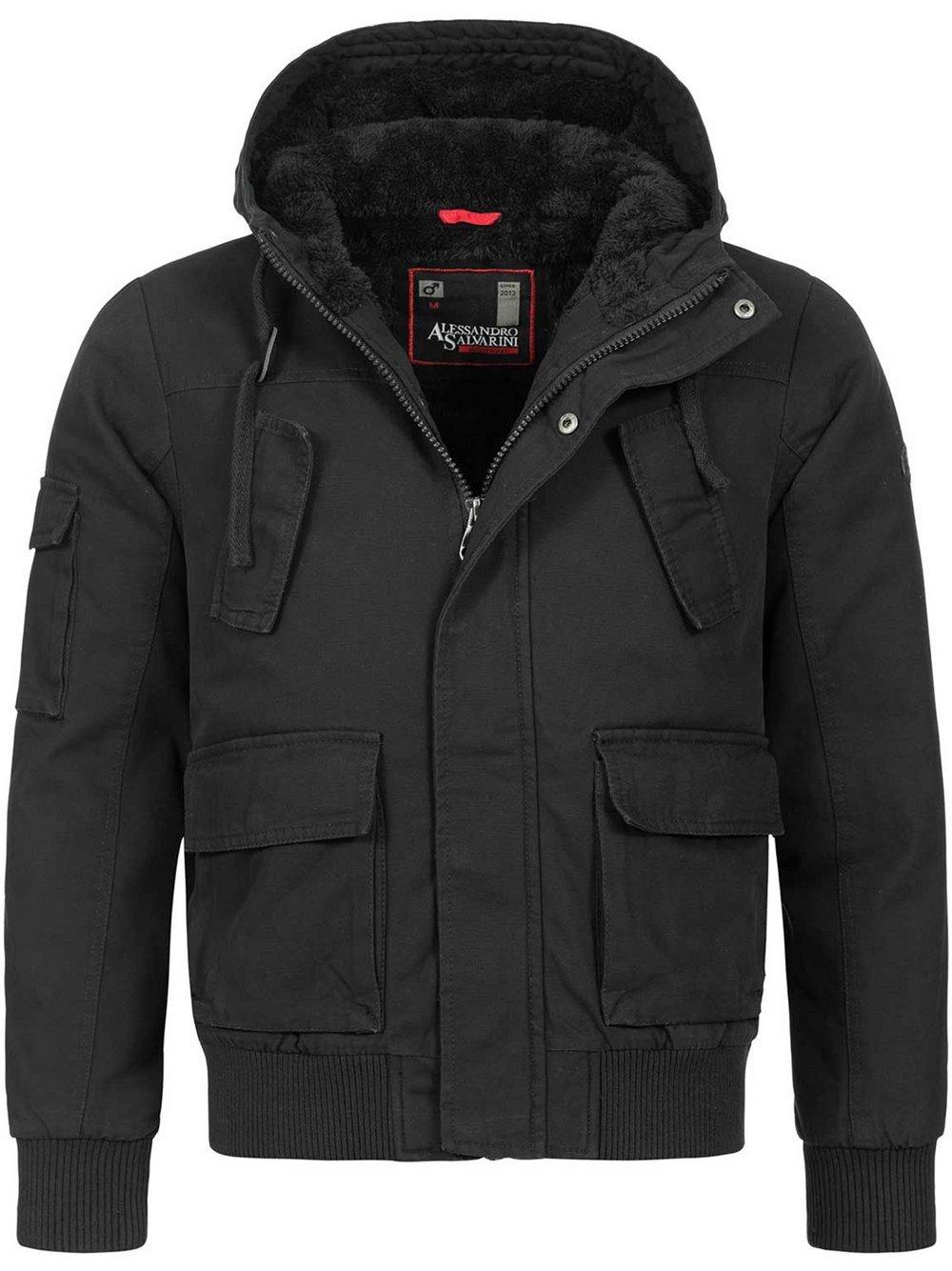 Alessandro Salvarini Winterjacke Herren Baumwolle, schwarz von Alessandro Salvarini