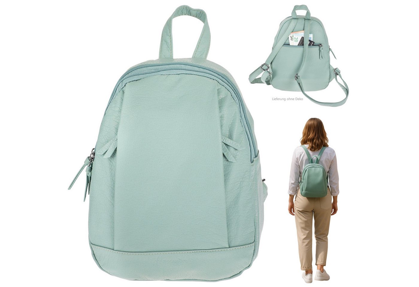 Alessandro Salvatore Cityrucksack Rucksack Damen Damenrucksack Kunstleder Handtasche, Reise Freizeitrucksack klein Freizeit Bürorucksack Olbia 4053 + Etui Alessandro Salvatore Cityrucksack Rucksack Damen Damenrucksack Kunstleder Handtasche, Reise Freizeitrucksack klein Freizeit Bürorucksack Olbia 4053 + Etui von Alessandro Salvatore