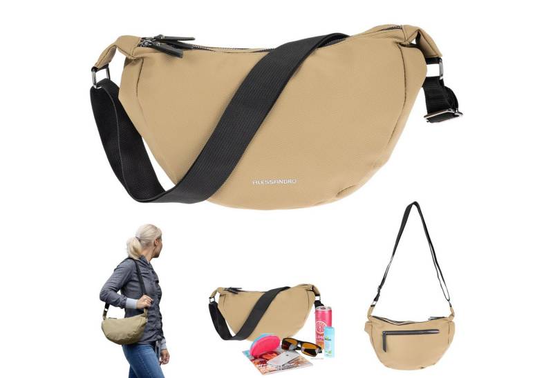 Alessandro Salvatore Handtasche Crossbag Damen Schultertasche Banane Tasche, RückentascheUmhängetasche Freizeittasche 4431 + Etui von Alessandro Salvatore