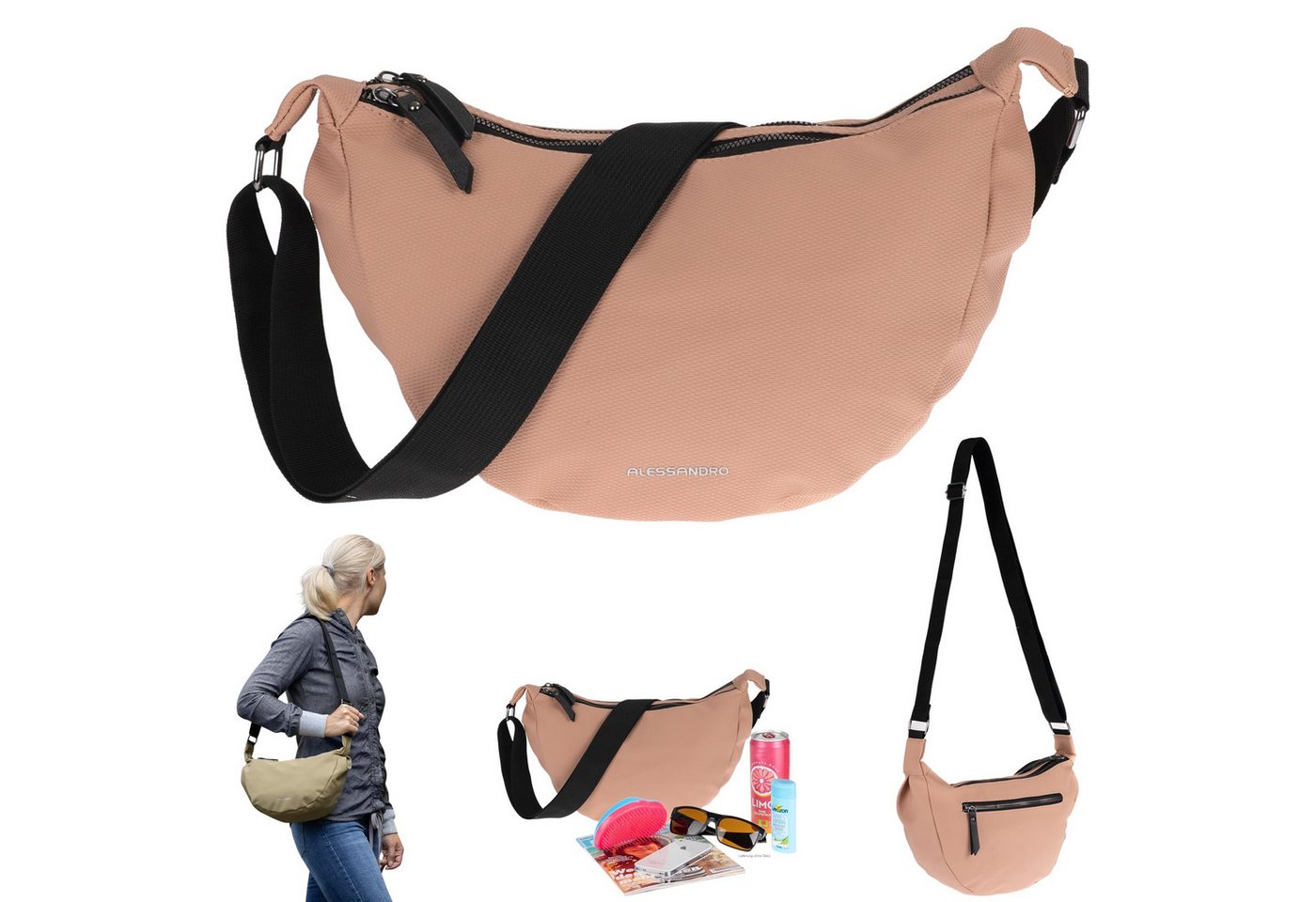 Alessandro Salvatore Handtasche Crossbag Damen Schultertasche Banane Tasche, RückentascheUmhängetasche Freizeittasche 4431 + Etui Alessandro Salvatore Handtasche Crossbag Damen Schultertasche Banane Tasche, RückentascheUmhängetasche Freizeittasche 4431 + Etui von Alessandro Salvatore