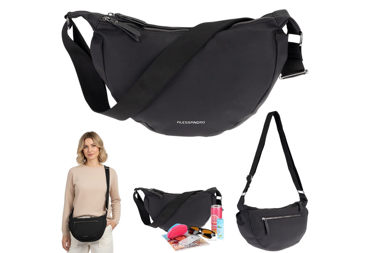 Alessandro Salvatore Handtasche Crossbag Damen Schultertasche Banane Tasche, RückentascheUmhängetasche Freizeittasche 4431 + Etui Alessandro Salvatore Handtasche Crossbag Damen Schultertasche Banane Tasche, RückentascheUmhängetasche Freizeittasche 4431 + Etui von Alessandro Salvatore