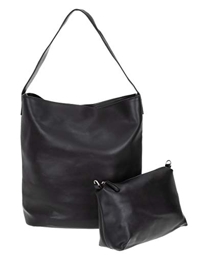 Alessandro Salvatore Handtasche Damen Tasche Duo Maxi Shopper A4 mit Organizer-Tasche Bag im Bag Damentasche gross Kunstleder 5730 (Black (Schwarz)) von Alessandro Salvatore