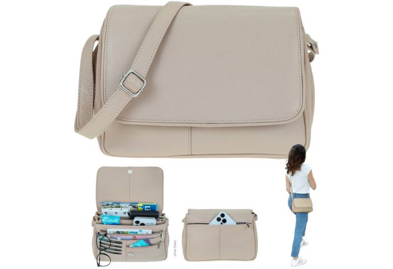 Alessandro Salvatore Handtasche Leder Damen mittel klein Lederhandtasche, Schultertasche Echtleder Damentasche Tasche Florenz 12975 + Etui von Alessandro Salvatore