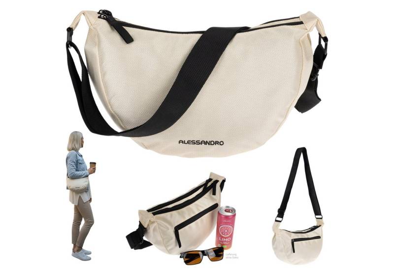 Alessandro Salvatore Handtasche Moon Bag Damen Schultertasche Banane Tasche, Rückentasche Freizeittasche Umhängetasche 4291 + Etui von Alessandro Salvatore