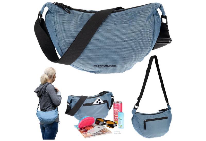 Alessandro Salvatore Handtasche Moon Bag Damen Schultertasche Banane Tasche, Rückentasche Freizeittasche Umhängetasche 4291 + Etui von Alessandro Salvatore