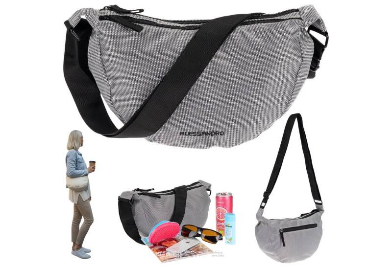 Alessandro Salvatore Handtasche Moon Bag Damen Schultertasche Banane Tasche, Rückentasche Freizeittasche Umhängetasche 4291 + Etui von Alessandro Salvatore