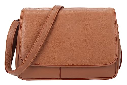 Handtasche Damen Leder mittel klein Lederhandtasche Schultertasche Frauen Damentasche Echtleder weich Alessandro Florenz 12975 Auswahl + Schlüsselmäppchen (Brown Café Latte (hellbraun)) von Alessandro Salvatore