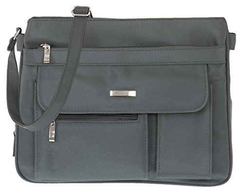 Handtasche ALESSANDRO Valencia Schultertasche Damentasche Microfaser Tasche 3054 + Schlüßeletui (Stone Grey-Grau) von alessandro