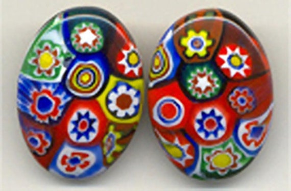 Vintage Millefiori Murano Glas Ohrringe, Extra Groß 20x30mm, Italienisch, Mehrfarbige Mosaik Aus Venedig, Italien Vintage Millefiori Murano Glas Ohrringe, Extra Groß 20x30mm, Italienisch, Mehrfarbige Mosaik Aus Venedig, Italien von AlessandrosDesigns