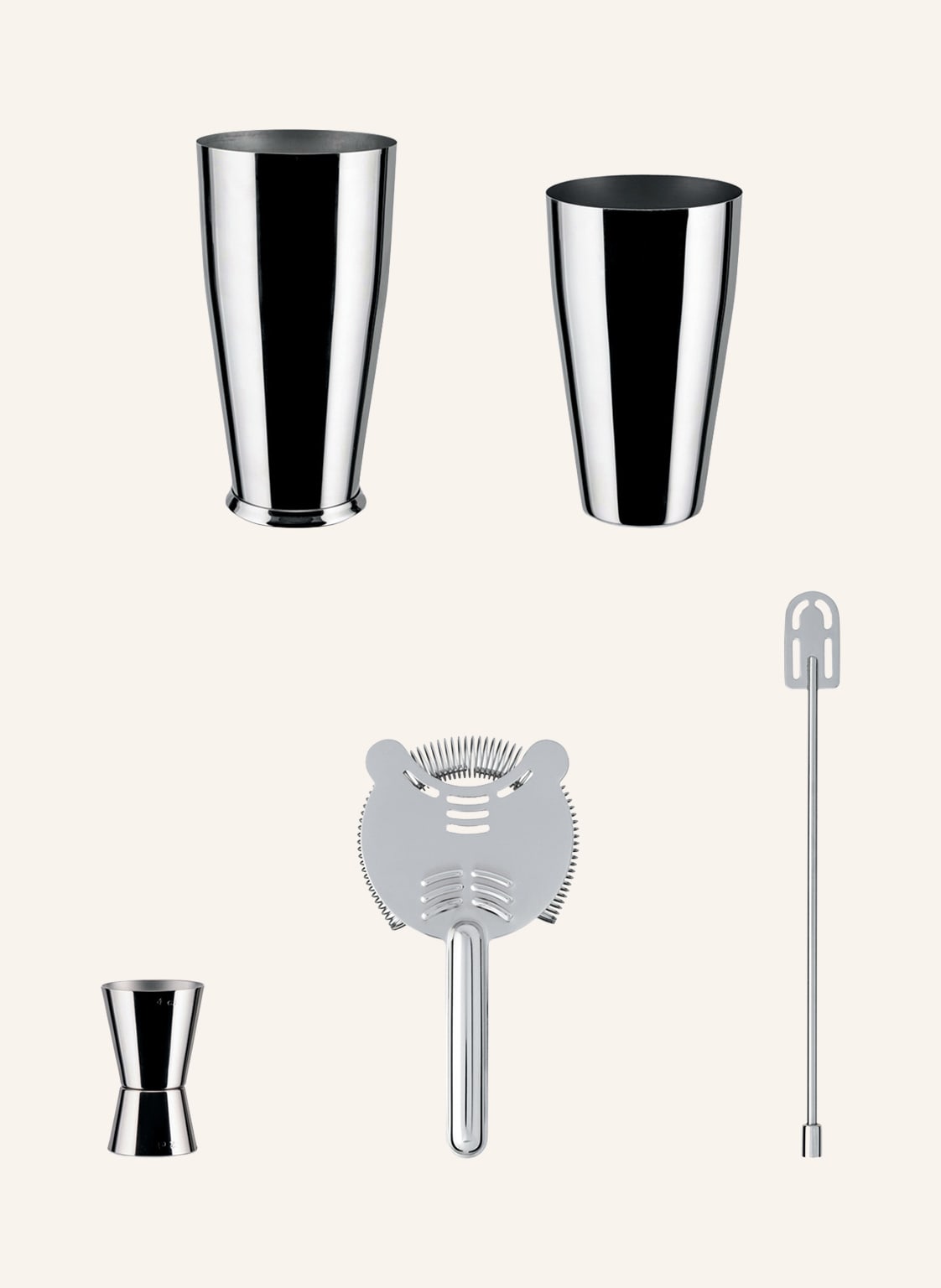 Alessi 4-Tlg. Bar-Set Lunar Eclipse silber von Alessi