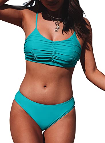 Aleumdr Bikini Damen Push up Bikini Set Einfarbig Zweiteiliger Badeanzug A-9 M von Aleumdr