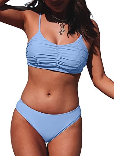 Aleumdr Damen Bikini Push up Bikini Set Einfarbig Zweiteiliger Badeanzug A-4 M von Aleumdr