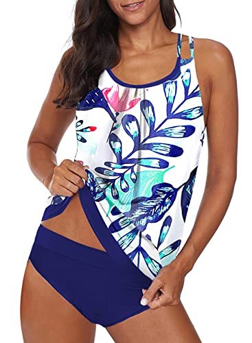 Aleumdr Damen Tankini Bauchweg Tankini Set Zweiteiliger Badeanzug Zweiteiler Tankinis mit Muster A-1 S von Aleumdr