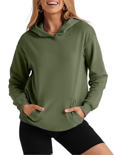 Aleumdr Kapuzenpullover Damen Hoodie Pullover Oversized Langarm Sweatshirt mit Kapuze Damen Sporthoodies,Grün XL von Aleumdr