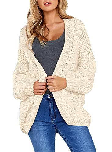 Aleumdr Strickjacke Damen Grobstrick Strickmantel strickcardigan Damen Herbst Winter Casual Open Front Sweater Cardigan Cover Up Patchwork Outwear ,Weiß,S von Aleumdr