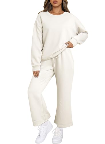 Aleumdr Zweiteiler Damen Elegant Trainingsanzug Damen Jogginganzug Set Damen Pullover Sweatshirt mit Lange Hose,Weiß M Aleumdr Zweiteiler Damen Elegant Trainingsanzug Damen Jogginganzug Set Damen Pullover Sweatshirt mit Lange Hose,Weiß M von Aleumdr