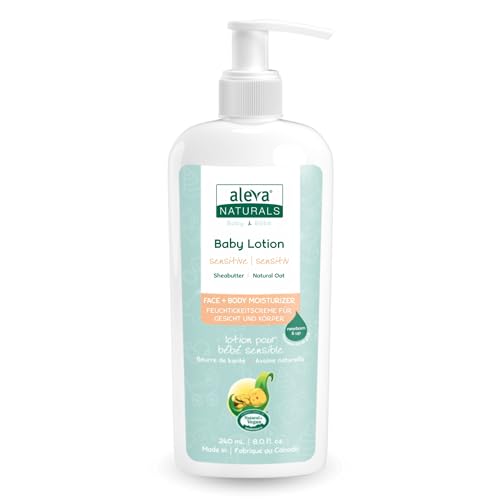 Aleva Naturals Baby Lotion Sensitive – 100 % natürliche Pflege für Gesicht & Körper – Mit Haferextrakten & Jojobaöl – Sanft feuchtigkeitsspendend für sensible Babyhaut – Ab Geburt geeignet von Aleva Naturals