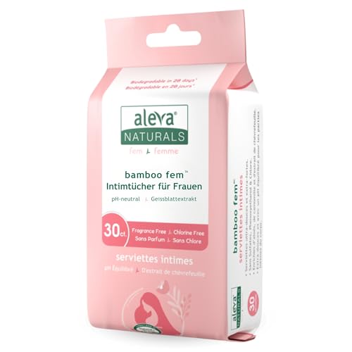 Aleva Naturals Intimtücher für Frauen – 100% natürliche Inhaltsstoffe, angereichert mit Hamamelis & Teebaumöl – Sanfte Reinigung & Pflege für den Intimbereich, biologisch abbaubar, für unterwegs von Aleva Naturals