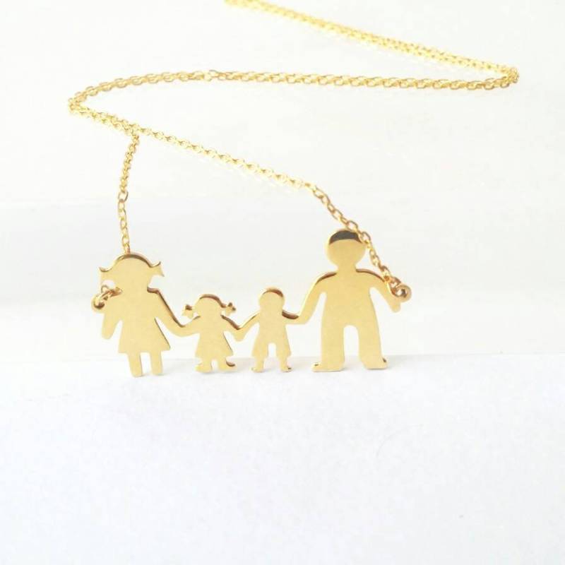 Black Friday Custom Familie Vermeil Halskette, Muttertagsgeschenk Mit Figur Der Familie von AlevizouJewellery