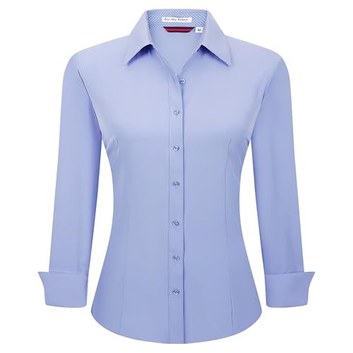 ALEX VANDO Damen-Hemd, normale Passform, Langarm, Stretch, Businesshemd, L von Alex Vando