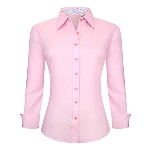 Alex Vando Damen Kleid Shirts Regular fit Langarm Baumwolle Stretch Work Shirt x-Large rosa von Alex Vando