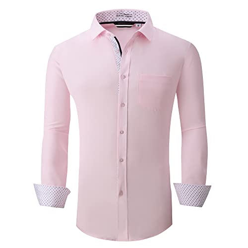 Alex Vando Herren-Hemd mit Knopfleiste, normale Passform, langärmelig, Freizeithemden für Herren, rose, XX-Large von Alex Vando