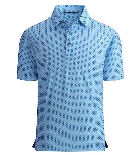 Alex Vando Herren Poloshirt Feuchtigkeitsableitend Kurzarm Atmungsaktiv Druck Golf Polo Shirt Schnelltrocknend Männer Polohemd, Blue dots, XL Alex Vando Herren Poloshirt Feuchtigkeitsableitend Kurzarm Atmungsaktiv Druck Golf Polo Shirt Schnelltrocknend Männer Polohemd, Blue dots, XL von Alex Vando