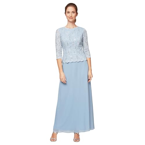 Alex Evenings Damen 3/4-ärmel, Stretch-Spitze, Mieder, Einteilig, für die Brautmutter (Zierliche und Normale Größen) Brautmutterkleid, Himmel, 48 von Alex