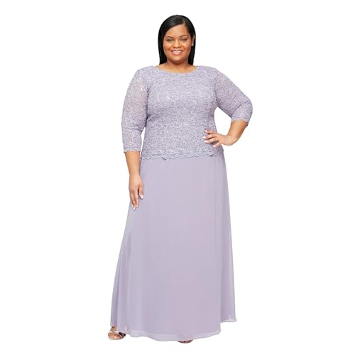 Alex Damen Plus Size Stretch Lace Bodice Mock One Piece Gown Kleid für besondere Anlässe, Meliert, 48 von Alex
