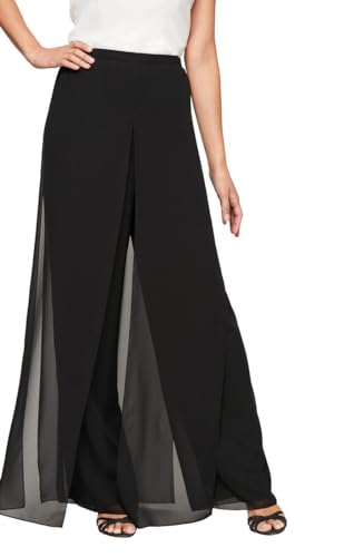 Alex Damen Wide Leg Chiffon Dress Pant for Mother of The Bride, Elegant Party Outfit (Petite and Regular Sizes) Anzughose, Schwarze Autowäsche, Klein von Alex