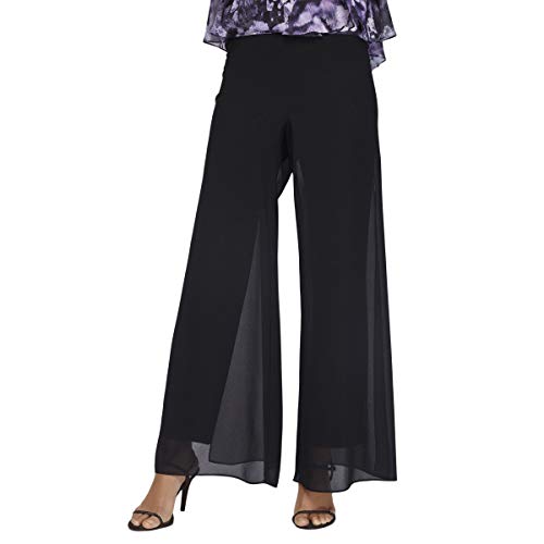 Alex Evenings Damen Chiffonhose mit Weitem Bein für die Mutter der Braut, Elegantes Party-Outfit (Zierliche und Normale Größen) Klassische Hose, Schwarzes Overlay, X-Large von Alex