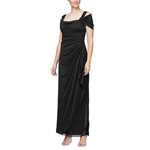 Alex Evenings Damen Cold-Shoulder Dress (Petite and Regular) Kleid für besondere Anlässe, Schwarz Glitter, 46 von Alex