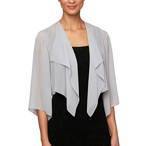 Alex Evenings Damen Kurze Bolero Shrug Jacke Klassisches Hemd, Silber, 38 von Alex