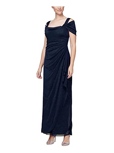 Alex Evenings Damen Langes, Schulterfreies (zierliche und Normale Größen) Kleid für besondere Anlässe, Dunkles Marineblau Glitter, 46 Petite von Alex