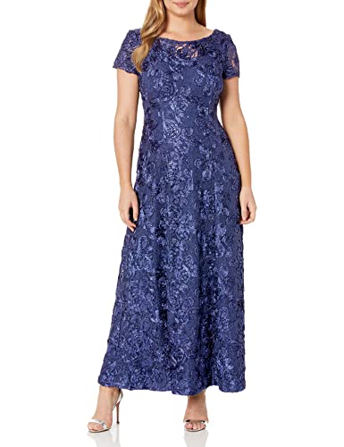Alex Evenings Damen Langes A-Linie Rosettenkleid Kleid für besondere Anlässe, violett, 38 label: 8 von Alex