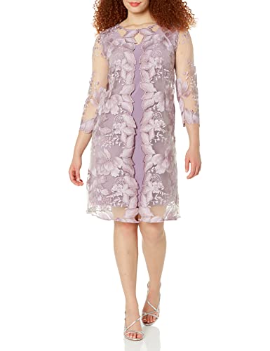 Alex Evenings Damen Midi U-Ausschnitt, Etuikleid mit Jacke (zierlich und normal) Kleid für besondere Anlässe, Smokey Orchidee, 48 von Alex