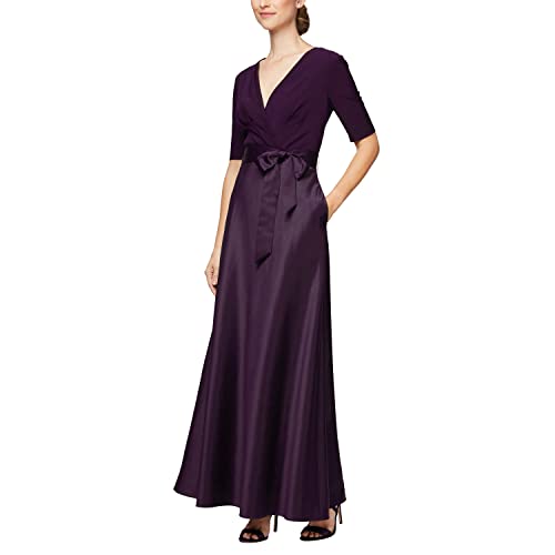 Alex Evenings Damen Satin-ballkleid, Formelles Event Taschen und Bindegürtel (Zierliche und Normale Größen) Kleid fr besondere Anlsse, aubergine, 42 von Alex